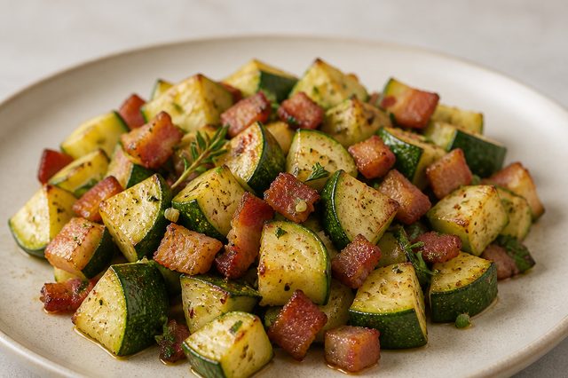 Abobrinha com bacon na air fryer