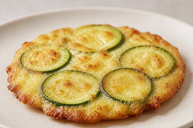 Abobrinha com muçarela dourada na frigideira