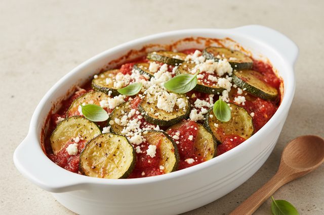 Abobrinha com ricota ao molho de tomate