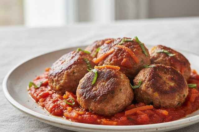 Almôndegas de carne com cenoura e abobrinha