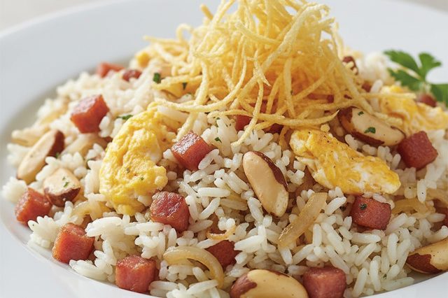 Arroz biro-biro com castanha-do-pará