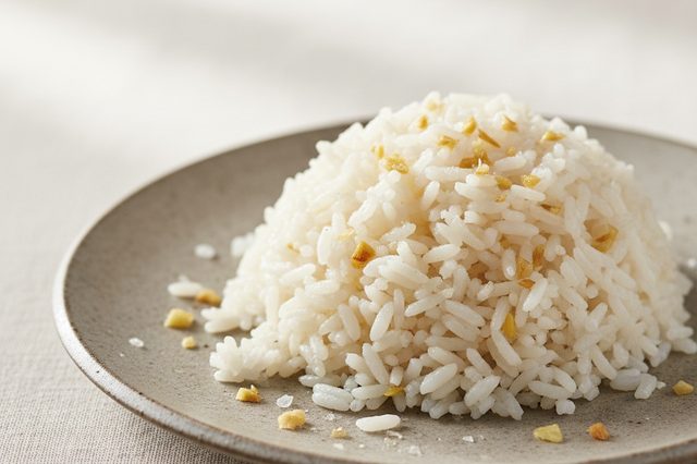 Arroz branco refogado com alho