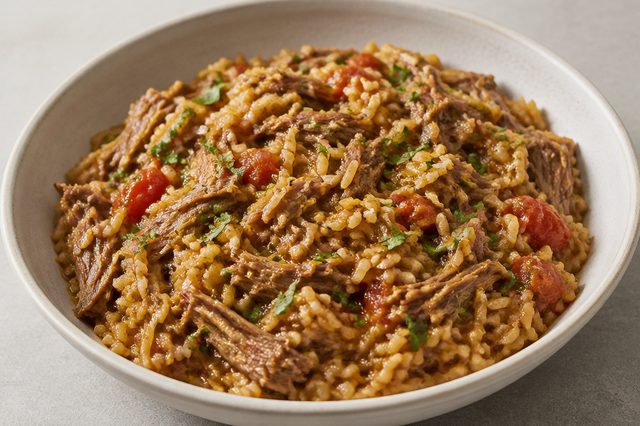 Arroz de fraldinha com cerveja