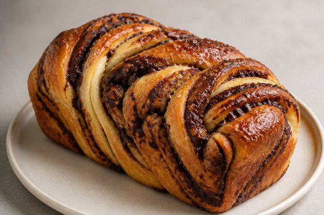 Babka recheada de chocolate e cacau