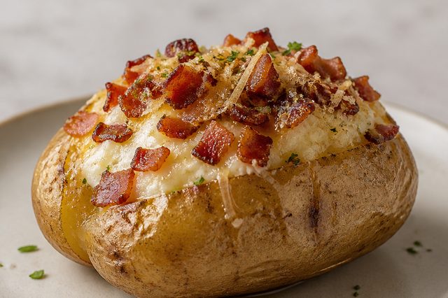Baked potato com bacon e creme de queijos