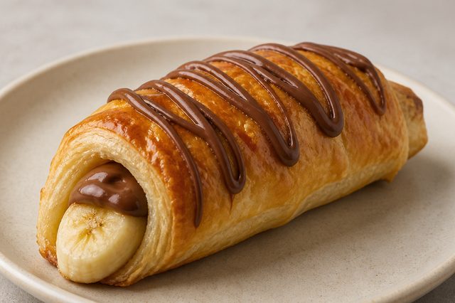 Banana folhada com chocolate recheado