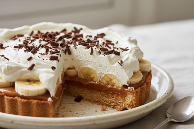 Banoffee com base de biscoito e chantilly