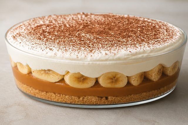 Banoffee na travessa com nata batida
