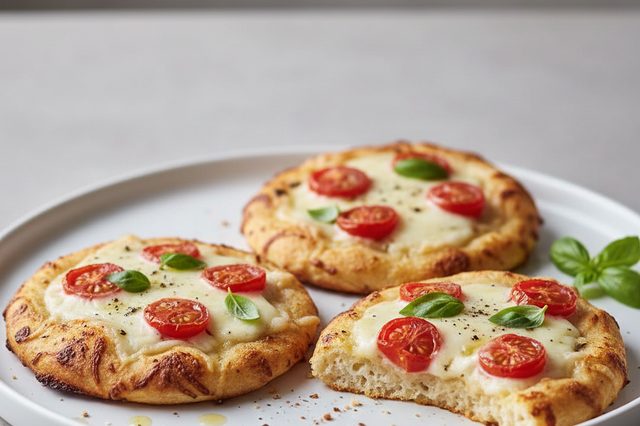 Base de minipizza de amêndoas e cottage