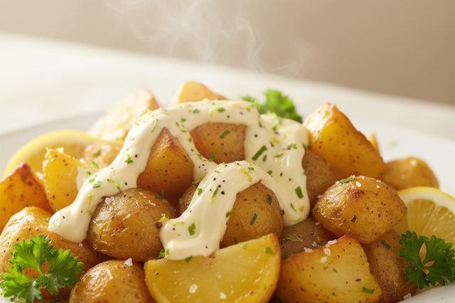 Batatas assadas com maionese de lemon pepper