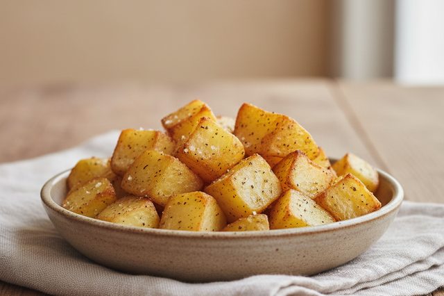 Batatas crocantes em cubos na airfryer