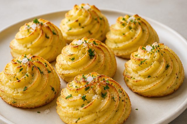 Batatas duquesa com alho, ervas e parmesão
