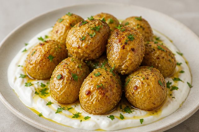 Batatas na manteiga com mostarda e iogurte