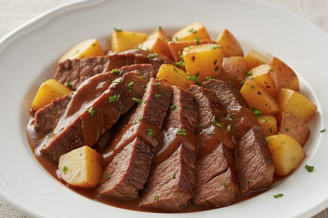 Bifes de lagarto na pressão com batatas