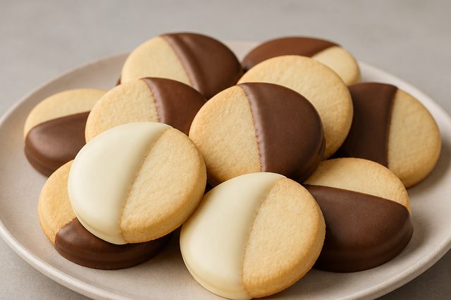 Biscoito amanteigado de leite condensado com dois chocolates