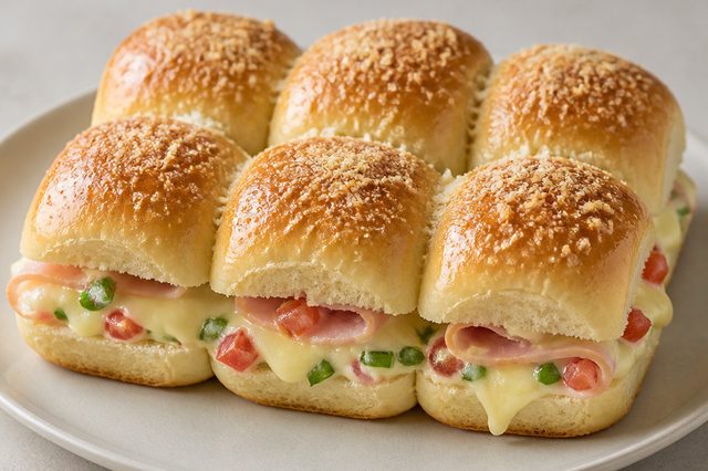 Bisnaguinhas de forno com presunto queijo e requeijão