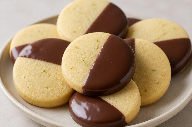Bolachas Meio a Meio de Limão e Chocolate