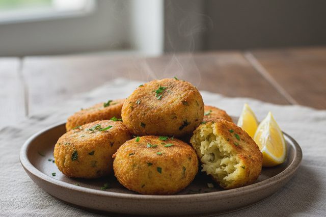 Bolinho de bacalhau com batata e salsinha