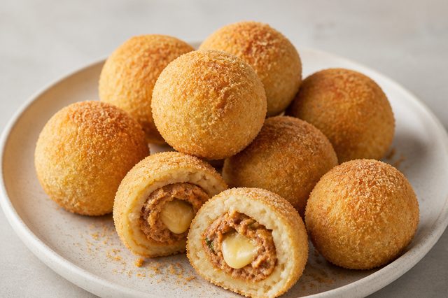 Bolinho de mandioca recheado com queijo na Air Fryer