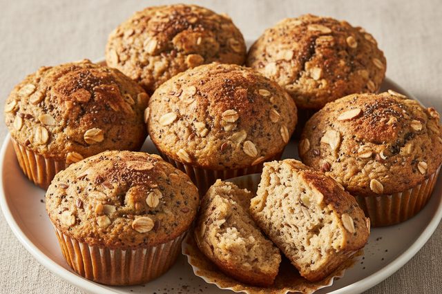 Bolinhos de banana com aveia e sementes