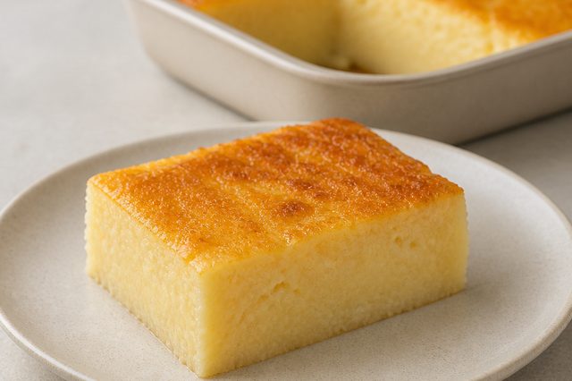Bolo cremoso de leite condensado com leite de coco