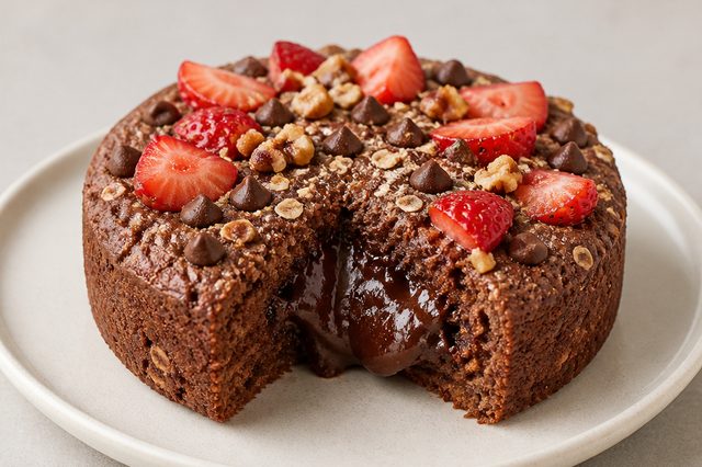Bolo de aveia com centro de chocolate