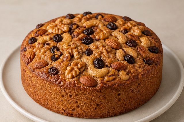 Bolo de aveia com maçã e castanhas