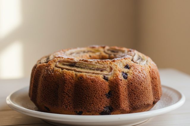 Bolo de banana com dois açúcares