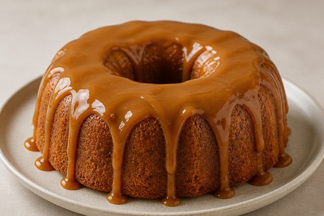 Bolo de banana com farinha de rosca e doce de leite