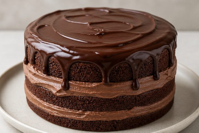Bolo de chocolate com creme amanteigado de rum