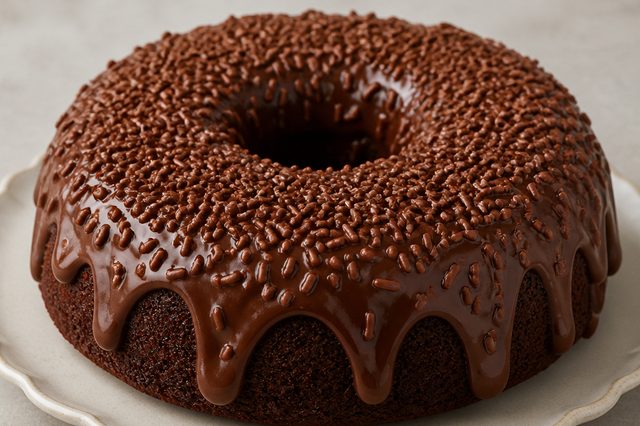 Bolo de chocolate de tigela com brigadeiro