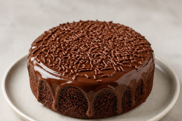 Bolo de chocolate na frigideira com ganache