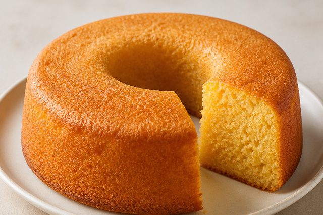 Bolo de flocão de milho de liquidificador