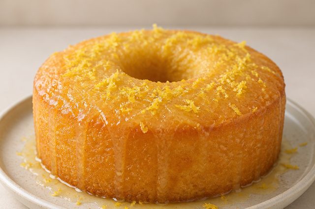 Bolo de limão-siciliano de liquidificador com calda