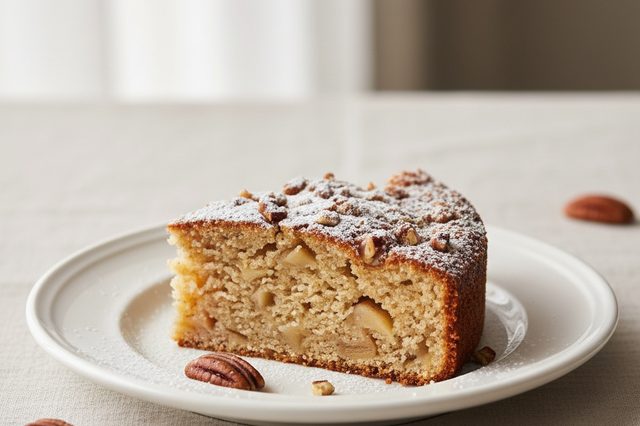 Bolo de maçã com nozes-pecã