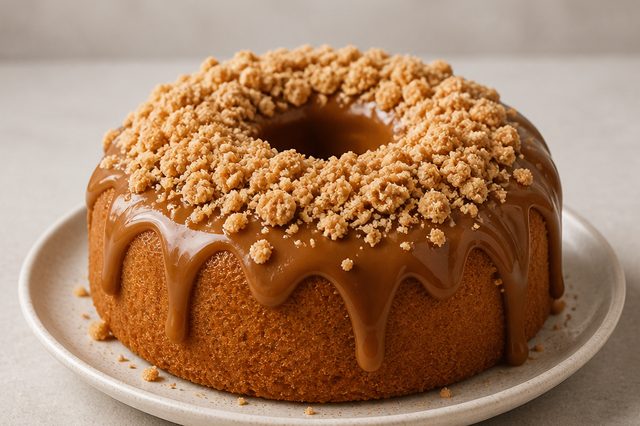 Bolo de paçoca de liquidificador com doce de leite