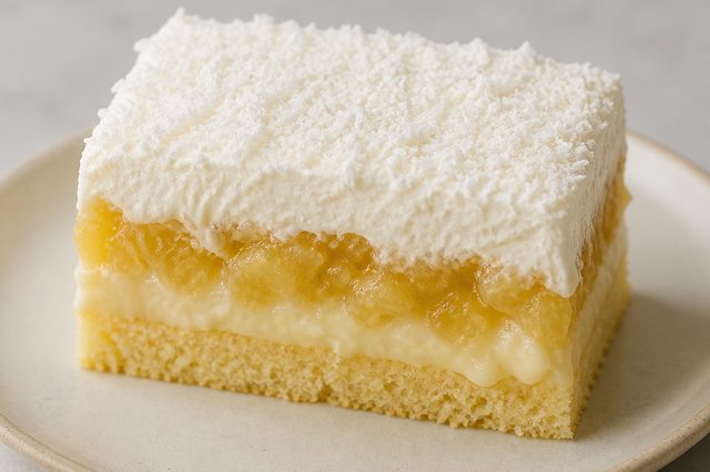 Bolo gelado de abacaxi com creme e coco