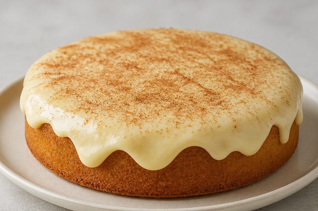 Bolo indiano com creme de baunilha