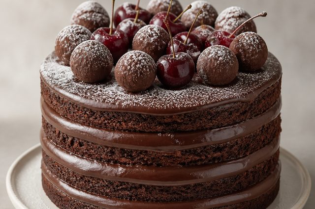 Bolo supreme de chocolate em camadas com trufas