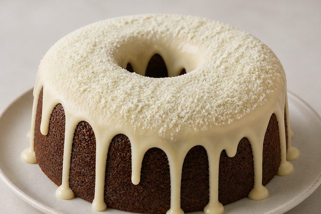 Bolo vulcão de chocolate com creme de leite em pó