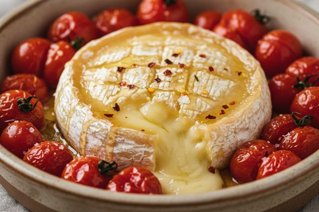 Brie assado com tomate-cereja