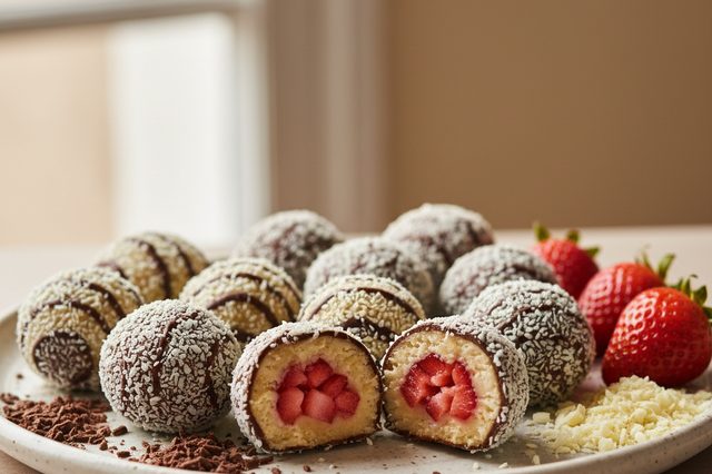 Brigadeiro de Chocolate Branco com Morango