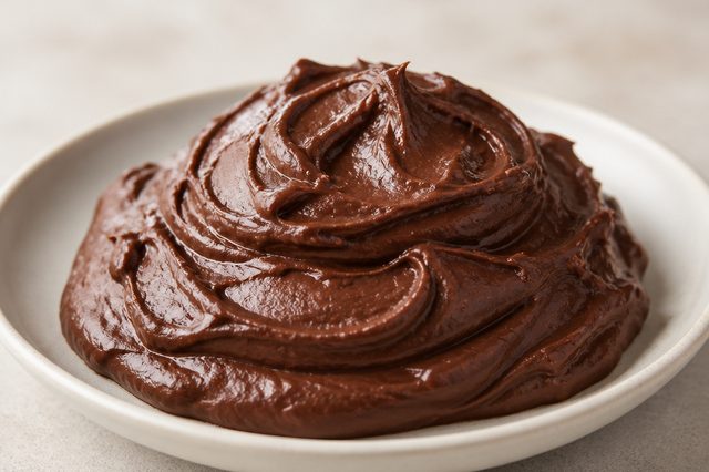 Brigadeiro meio amargo com creme de leite no final
