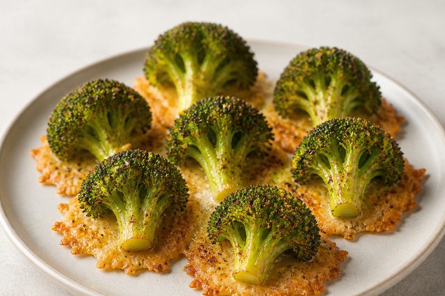 Brócolis crocante com parmesão