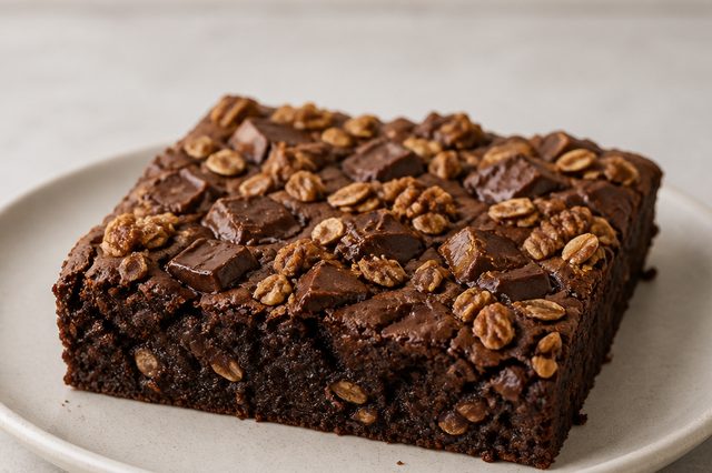 Brownie com granola e manteiga dourada