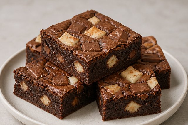 Brownie com três chocolates