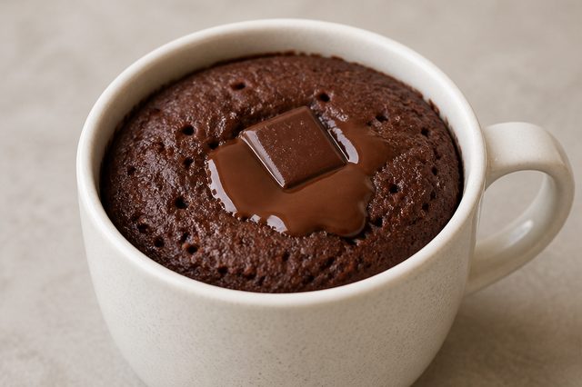 Brownie de caneca sem ovo com leite e chocolate