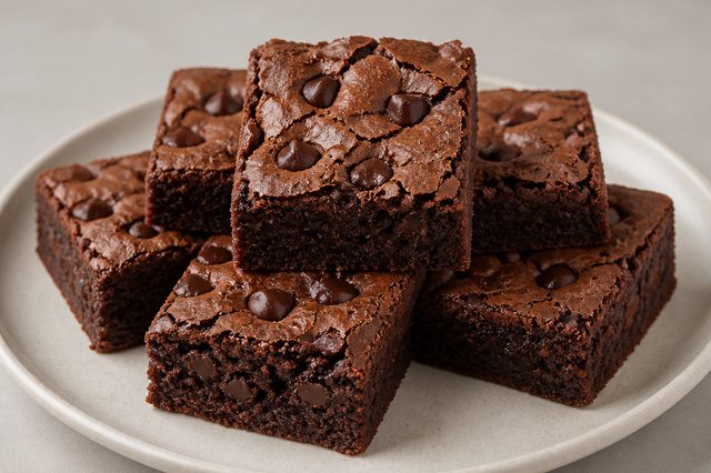 Brownie de chocolate meio amargo com cacau e gotas