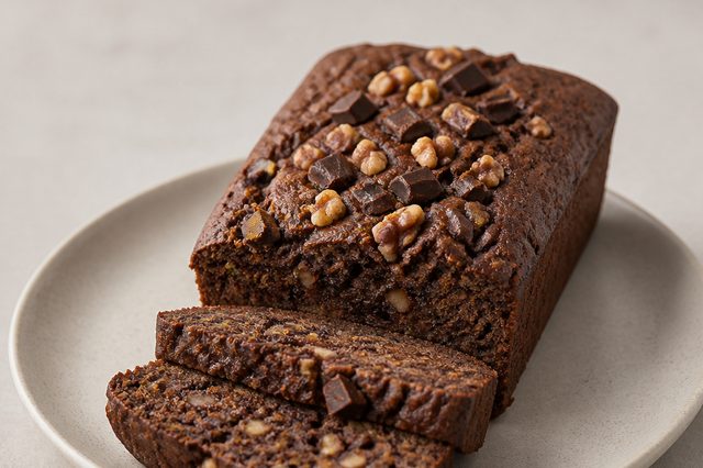 Brownie vegano de abobrinha com purê de maçã