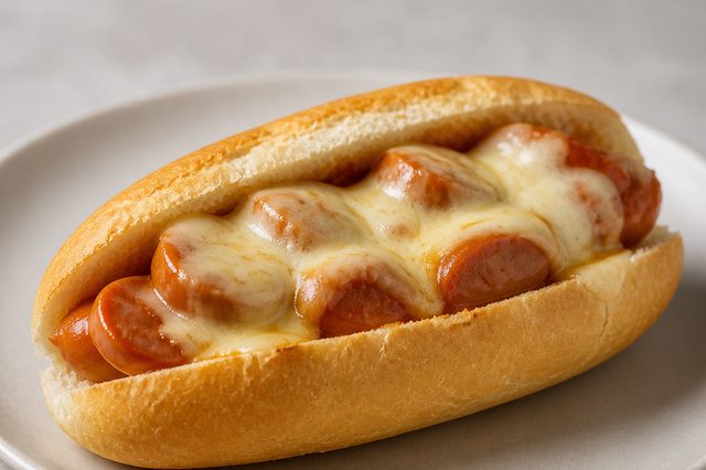 Cachorro-quente com molho cremoso e queijo